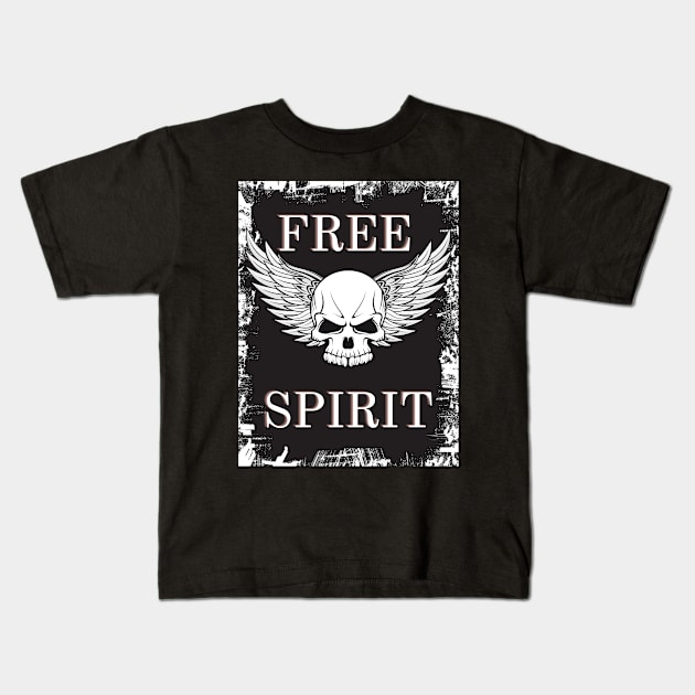 Free spirit skull Kids T-Shirt by Seasonmeover